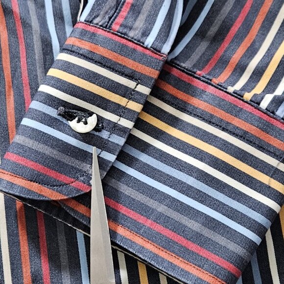 Paul & Shark Yachting Shirt Mens 42/16 Multicolor Stripes LS Collar Cotton FLAW - Picture 10 of 16